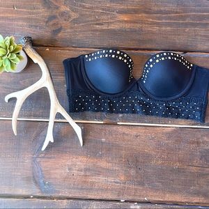 Victoria’s Secret gold studded + lace bra